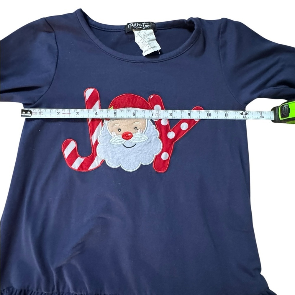 Navy Blue Kids Long Sleeve Top with Santa Design - Picture 4 of 5